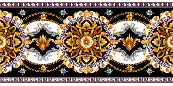 Golden Baroque Wallpaper, Black Background Mural, Oversized Custom Size Wall Art, Non-Woven, Non-Adhesive, Modern Wall Paper, Removable