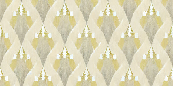 Ethnic Ikat Wallpaper, Yellow Boho Mural, Oversized Custom Size Wall Art, Non-Woven, Non-Adhesive, Modern Wall Paper, Removable
