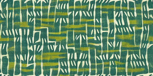 Ethnic Ikat Greenish Wallpaper, Handmade Boho Tribal Mural, Oversized Custom Size Wall Art, Non-Woven, Non-Adhesive, Modern Wall Paper, Removable