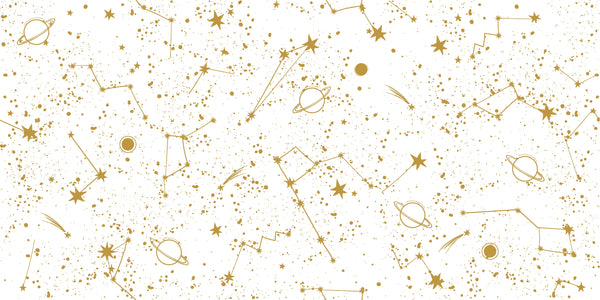 Golden Constellation Wallpaper, White Background Mural, Oversized Custom Size Wall Art, Non-Woven, Non-Adhesive, Modern Wall Paper, Removable
