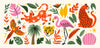 Exotic Tropical Wallpaper, Cartoon Retro Style Mural, Oversized Custom Size Wall Art, Non-Woven, Non-Adhesive, Modern Wall Paper, Removable
