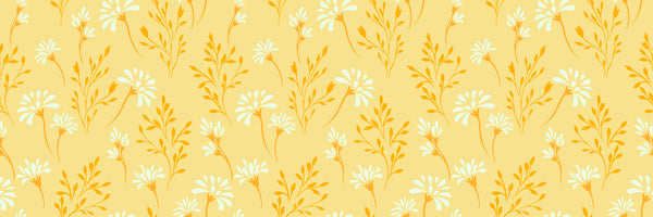 Flowers, Summer Yellow Wallpaper, Seamless Pattern Mural, Oversized Custom Size Wall Art, Non-Woven, Non-Adhesive, Modern Wall Paper, Removable