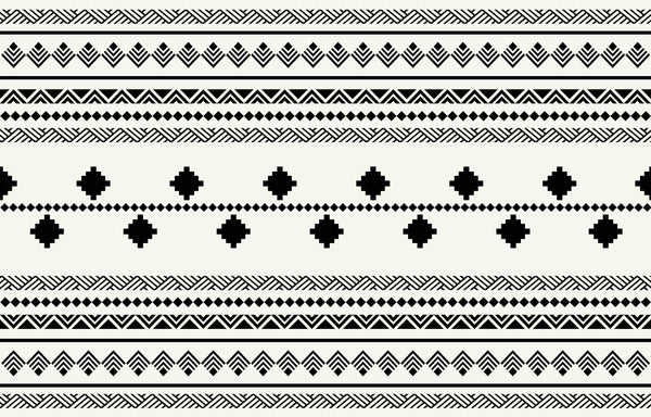 Ethnic Tribal Black and White Wallpaper, Seamless Pattern Mural, Oversized Custom Size Wall Art, Non-Woven, Non-Adhesive, Modern Wall Paper, Removable