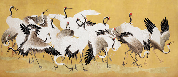 Flock Cranes Wallpaper, Japanese Mural, Oversized Custom Size Wall Art, Non-Woven, Non-Adhesive, Modern Wall Paper, Removable