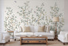Chinoiserie Floral Blossoms Wall Mural, Ivory Botanical Tree Flowers Wallpaper, Custom Size Wall Covering, Non-Woven, Non-Adhesive, Removable, Washable - Walloro Luxury Embossed Textured Wallpaper