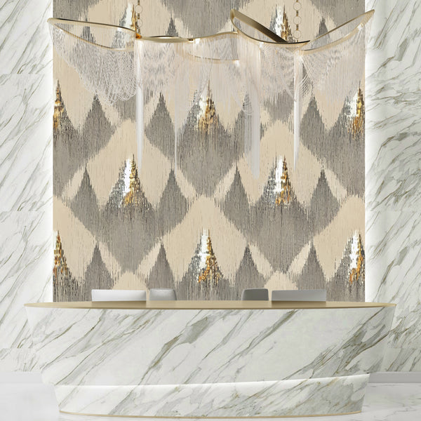 Ethnic Handmade Ikat Wallpaper, Seamless Pattern Mural, Oversized Custom Size Wall Art, Non-Woven, Non-Adhesive, Modern Wall Paper, Removable