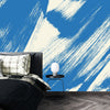Grainy Blue Wallpaper, Brush Stroke Mural, Oversized Custom Size Wall Art, Non-Woven, Non-Adhesive, Modern Wall Paper, Removable