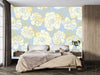 Flowers, Light Blue Wallpaper, Seamless Pattern Mural, Oversized Custom Size Wall Art, Non-Woven, Non-Adhesive, Modern Wall Paper, Removable