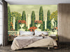 Flower Beds Wallpaper, Terrace in the Park Mural, Oversized Custom Size Wall Art, Non-Woven, Non-Adhesive, Modern Wall Paper, Removable