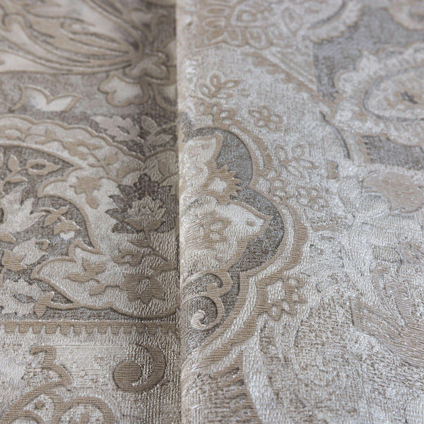 Beige Gray Elegant Patchwork Deep Embossed Wallpaper, 3D Textured Luxury Damask Wallcovering - Walloro High End Wallcoverings & More