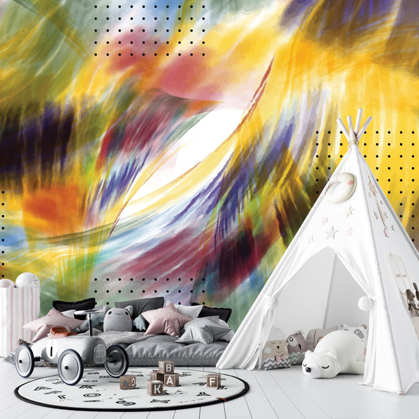 Futuristic Colorful Wallpaper, Seamless Pattern Mural, Oversized Custom Size Wall Art, Non-Woven, Non-Adhesive, Modern Wall Paper, Removable