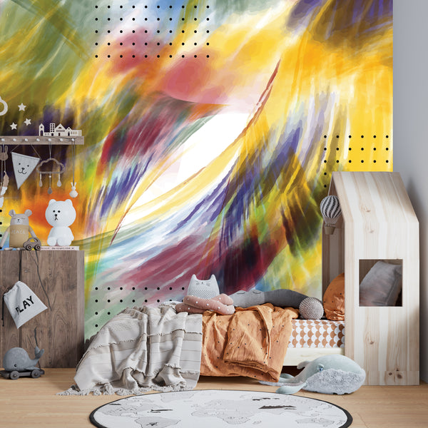 Futuristic Colorful Wallpaper, Seamless Pattern Mural, Oversized Custom Size Wall Art, Non-Woven, Non-Adhesive, Modern Wall Paper, Removable