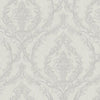 Damask Deep Embossed Wallpaper, Light Gray, White Luxury 3D Non-Pasted Wallcovering, Shimmering, Traditional Non-Woven Wall Decor - Walloro High End Wallcoverings & More