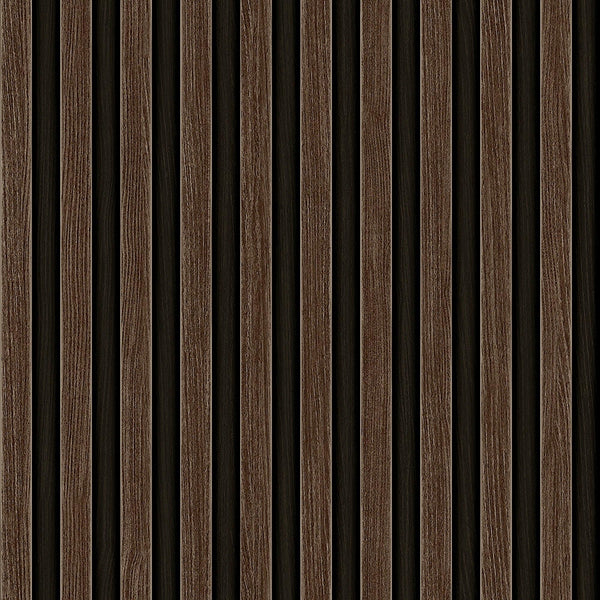 Dark Brown Wood Panel Look Wallpaper, 3D Embossed textured Wooden Pattern Wallcovering, Modern, Stylish - Walloro High End Wallcoverings & More
