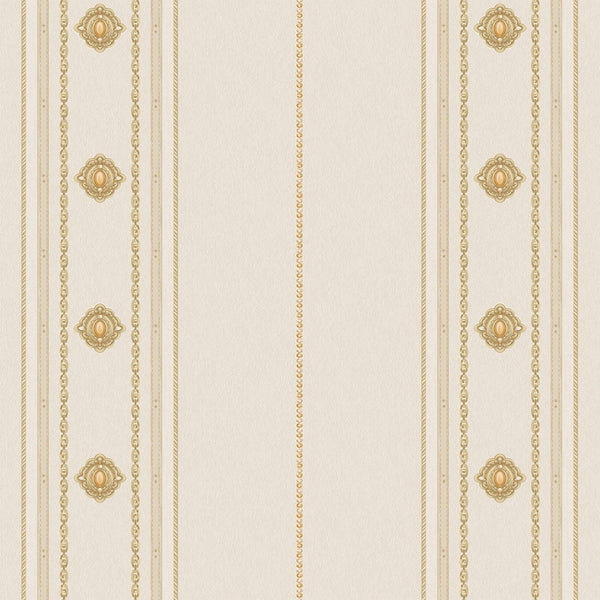 Decorative Striped Embossed Wallpaper, Off White, Yellow 3D Boho Art Deco Ornate Home Wall Decor, Washable, Durable - Walloro High End Wallcoverings & More