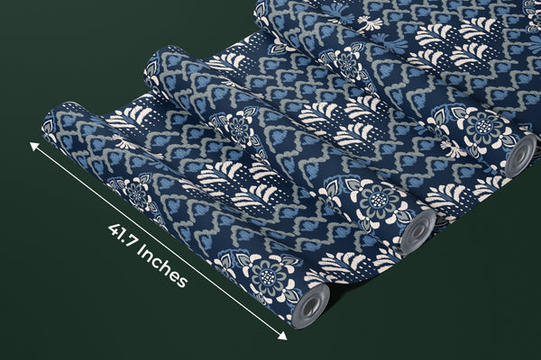 Floral Damask Wallpaper, Seamless Pattern Mural, Oversized Custom Size Wall Art, Non-Woven, Non-Adhesive, Modern Wall Paper, Removable