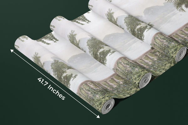 Foggy Forest Wallpaper, Tropical Leaves, Trees Mural, Oversized Custom Size Wall Art, Non-Woven, Non-Adhesive, Modern Wall Paper, Removable