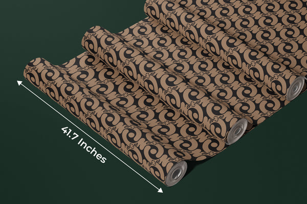 Geometric Abstract Brown Chainy Wallpaper, Seamless Pattern Mural, Oversized Custom Size Wall Art, Non-Woven, Non-Adhesive, Modern Wall Paper, Removable