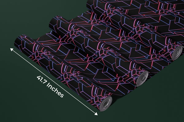 Glowing Futuristic Wallpaper, Abstract Geometric Mural, Oversized Custom Size Wall Art, Non-Woven, Non-Adhesive, Modern Wall Paper, Removable