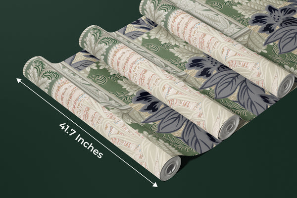 Floral Wallpaper, Patchwork Mural, Oversized Custom Size Wall Art, Non-Woven, Non-Adhesive, Modern Wall Paper, Removable