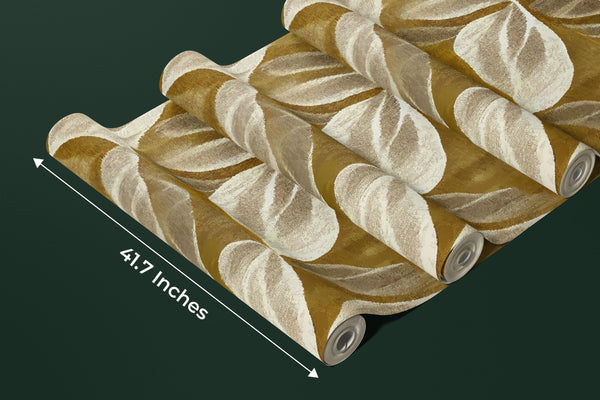 Ethnic Ikat Leaves Wallpaper, Seamless Pattern Mural, Oversized Custom Size Wall Art, Non-Woven, Non-Adhesive, Modern Wall Paper, Removable