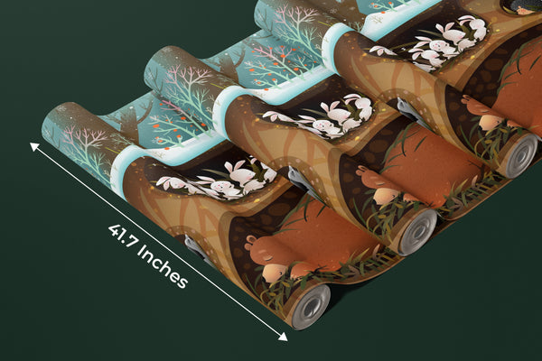 Forest Animals Wallpaper, Sleeping in Den Mural, Oversized Custom Size Wall Art, Non-Woven, Non-Adhesive, Modern Wall Paper, Removable