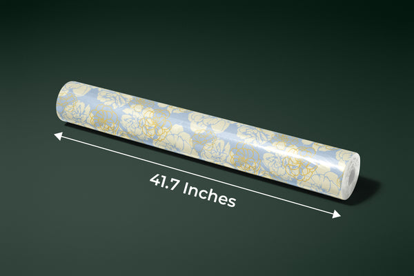 Flowers, Light Blue Wallpaper, Seamless Pattern Mural, Oversized Custom Size Wall Art, Non-Woven, Non-Adhesive, Modern Wall Paper, Removable