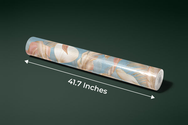 Golden Palms Wallpaper, Blue Background Mural, Oversized Custom Size Wall Art, Non-Woven, Non-Adhesive, Modern Wall Paper, Removable