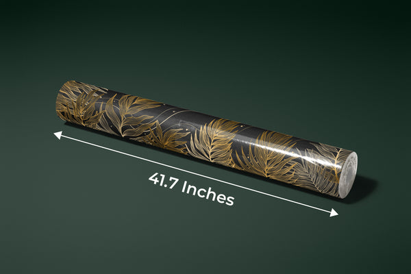 Golden Exotic Palm Leaves Wallpaper, Seamless Pattern Mural, Oversized Custom Size Wall Art, Non-Woven, Non-Adhesive, Modern Wall Paper, Removable