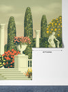 Flower Beds Wallpaper, Terrace in the Park Mural, Oversized Custom Size Wall Art, Non-Woven, Non-Adhesive, Modern Wall Paper, Removable