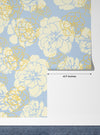 Flowers, Light Blue Wallpaper, Seamless Pattern Mural, Oversized Custom Size Wall Art, Non-Woven, Non-Adhesive, Modern Wall Paper, Removable