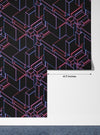 Glowing Futuristic Wallpaper, Abstract Geometric Mural, Oversized Custom Size Wall Art, Non-Woven, Non-Adhesive, Modern Wall Paper, Removable