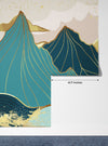 Gold Line Mountains Wallpaper, Landscape Mural, Oversized Custom Size Wall Art, Non-Woven, Non-Adhesive, Modern Wall Paper, Removable