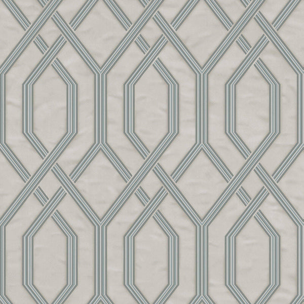 Geometric Wallpaper, 3D Embossed Modern Flocked Wallcovering, Light Gray, Silver Fabric Touch Contemporary Washable, Extra Large 177 sq ft Roll - Walloro High End Wallcoverings & More