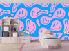 Funny Melting Wallpaper, Happy Face Mural, Oversized Custom Size Wall Art, Non-Woven, Non-Adhesive, Modern Wall Paper, Removable