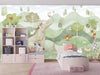 Forest Animals Wallpaper, Woodland Summer Mural, Oversized Custom Size Wall Art, Non-Woven, Non-Adhesive, Modern Wall Paper, Removable
