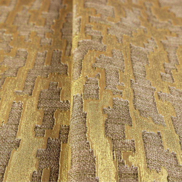 Glam Solid Color Wallpaper, Brown Rich Embossed Abstract Metallic Accents, Shimmering Design - Walloro High End Wallcoverings & More