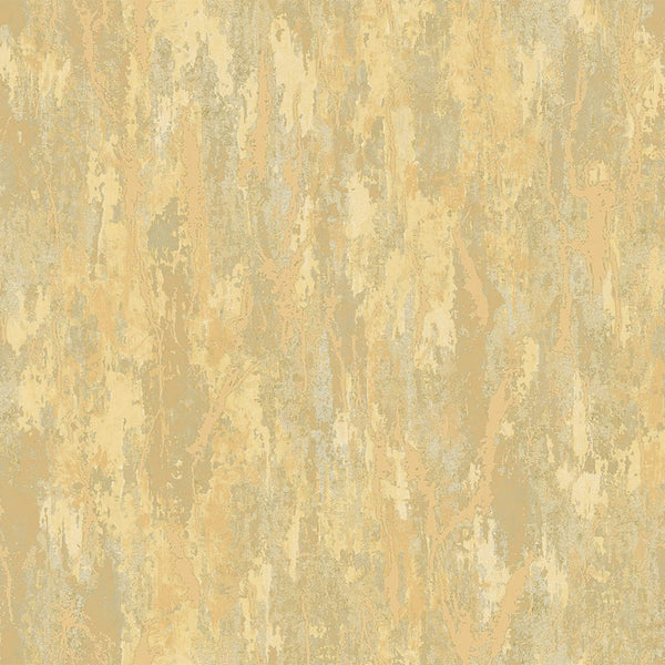 Gold Distressed Metallic Embossed Wallpaper, Shiny Rustic Industrial Modern Wallcovering - Walloro High End Wallcoverings & More