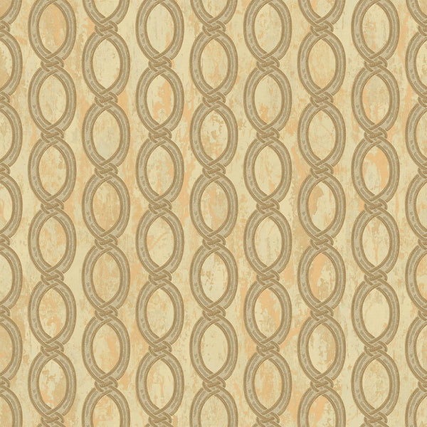 Gold Geometric Chain Pattern Wallpaper, Deep Embossed Stylish Sparkling Luxury Design - Walloro High End Wallcoverings & More