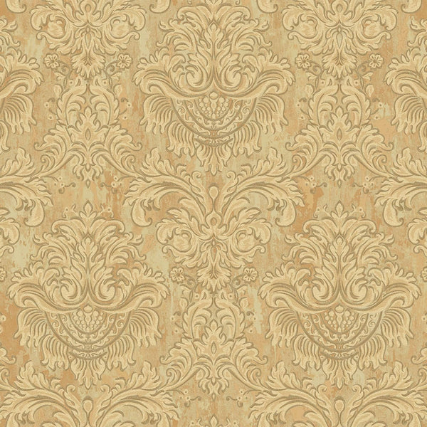 Gold Rich Baroque Damask Wallpaper Deep Embossed Shimmering Vintage Design - Walloro High End Wallcoverings & More