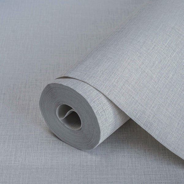 Gray Linen Textured Modern Textured Wallpaper, Brown Solid Color Fabric Touch Contemporary Wallcovering - Walloro High End Wallcoverings & More
