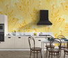Flowers, Summer Yellow Wallpaper, Seamless Pattern Mural, Oversized Custom Size Wall Art, Non-Woven, Non-Adhesive, Modern Wall Paper, Removable