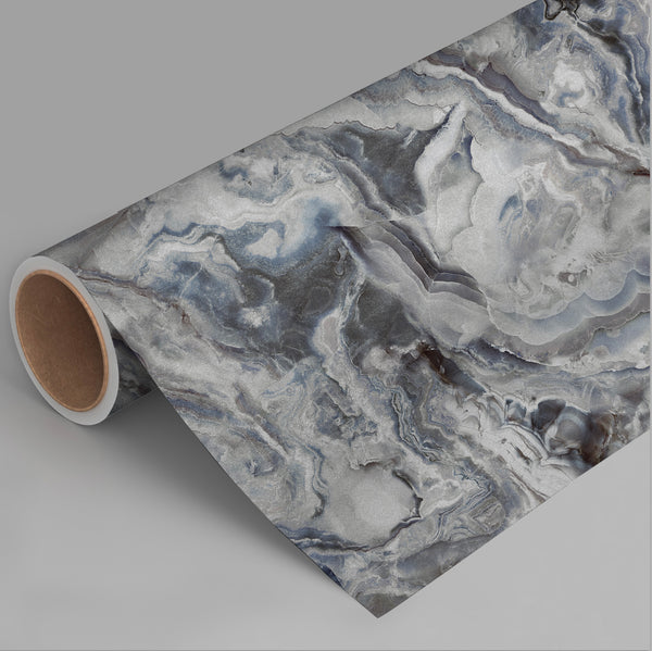 Large Marble Wall Mural, Marbled Wall Paper, Oversized Silver Wall Art, Non-Woven, Non-Pasted, Removable, Large Abstract Wall Print Art - Walloro High End Wallcoverings & More