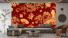 Golden Chinese Dragons and Woman Wallpaper, Seamless Pattern Mural, Oversized Custom Size Wall Art, Non-Woven, Non-Adhesive, Modern Wall Paper, Removable