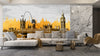 Golden View of Big Ben Wallpaper, Westminster Bridge Mural, Oversized Custom Size Wall Art, Non-Woven, Non-Adhesive, Modern Wall Paper, Removable