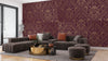 Gold Art Deco Wallpaper, Dark Red Background Mural, Oversized Custom Size Wall Art, Non-Woven, Non-Adhesive, Modern Wall Paper, Removable