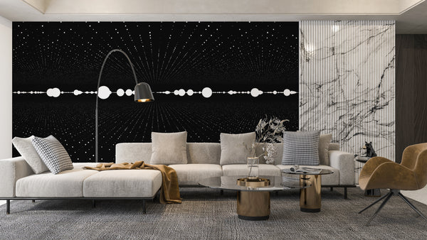 Points in Space Wallpaper, Dimensional Abstract Mural, Oversized Custom Size Wall Art, Non-Woven, Non-Adhesive, Modern Wall Paper, Removable