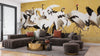 Flock Cranes Wallpaper, Japanese Mural, Oversized Custom Size Wall Art, Non-Woven, Non-Adhesive, Modern Wall Paper, Removable
