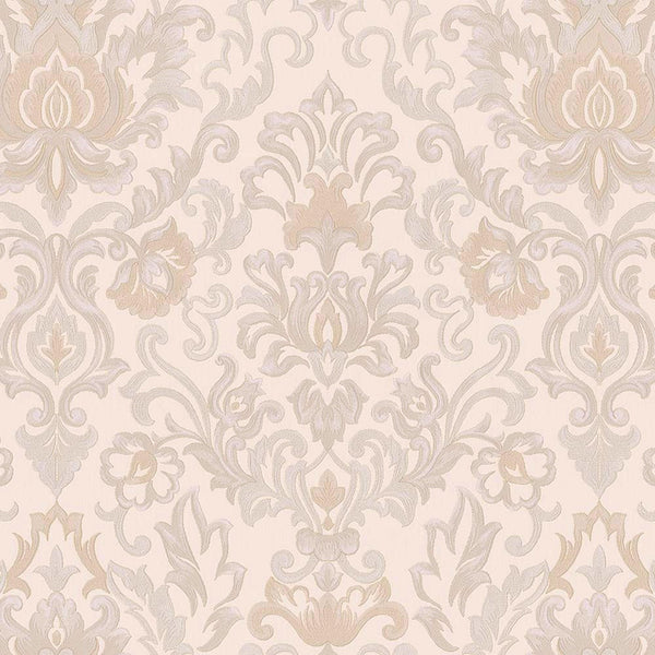 Modern Creamy Embossed Damask Wallpaper, Home Wall Decor, Aesthetic Wallpaper, Textured Wallcovering Non-Adhesive and Non-Peel and Stick - Walloro High End Wallcoverings & More