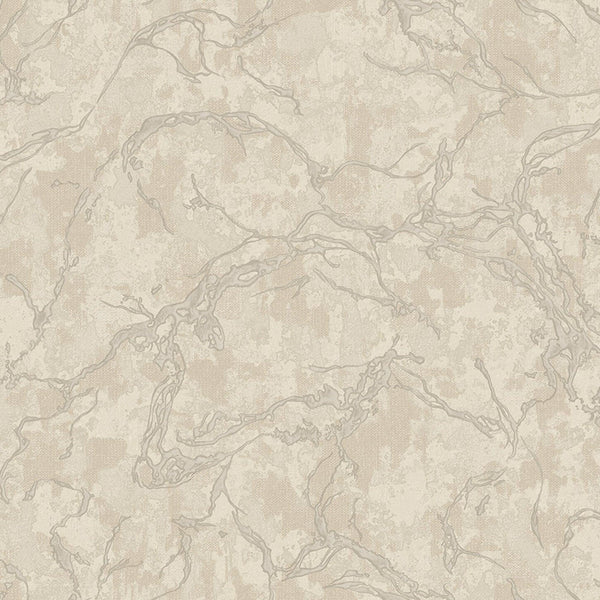 Modern Veined Texture Metallic Wallpaper, Light Beige, Silver Modern 3D Embossed Marble Metallic Accents, Industrial Deign - Walloro High End Wallcoverings & More